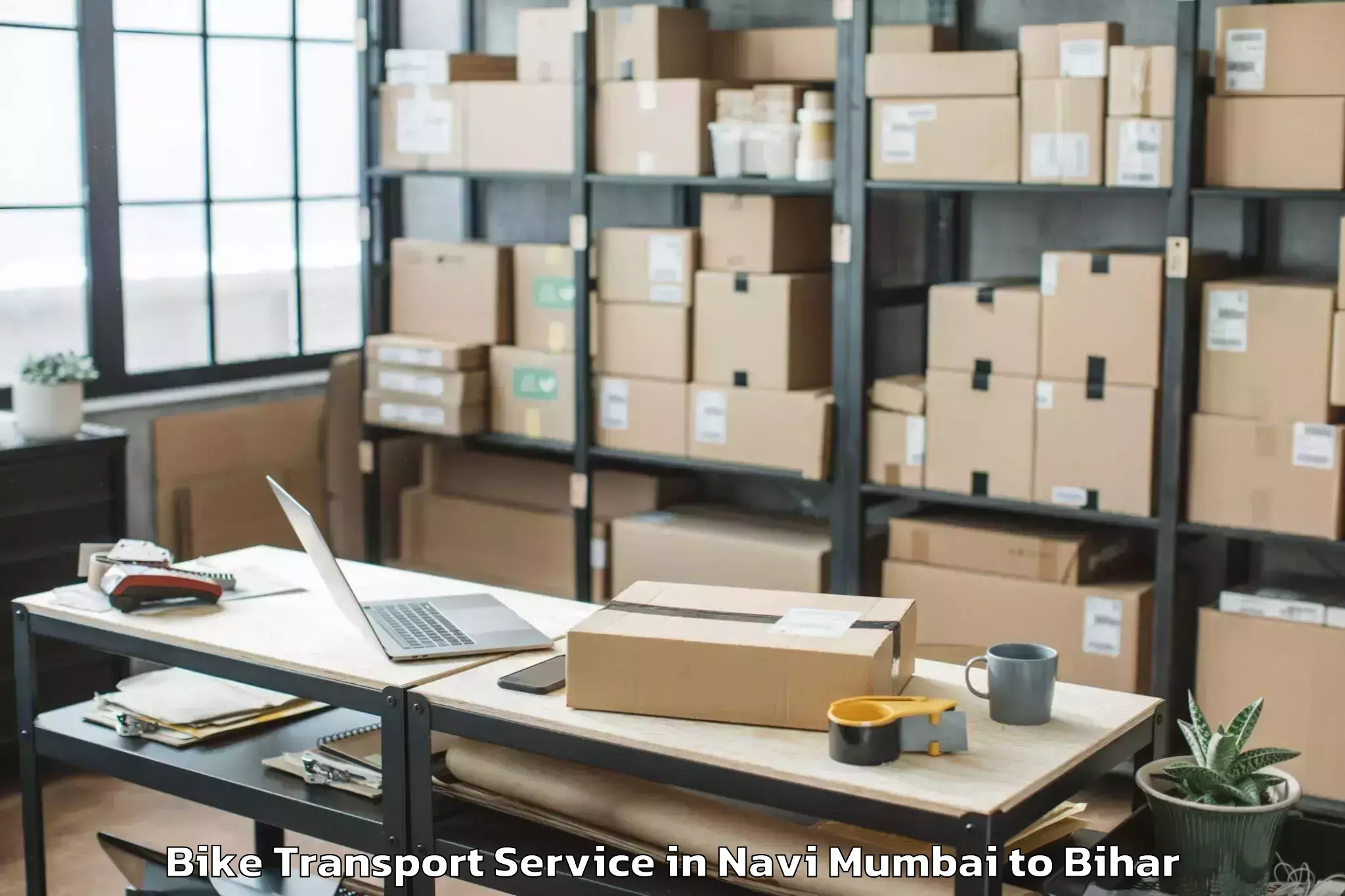 Professional Navi Mumbai to Lauria Nandangarh Bike Transport